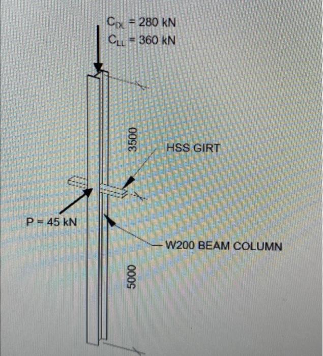Cpu 280 Kn Cll 360 Kn 3500 Hss Girt P 45 Kn W200 Beam Column 5000 A Calculate The Factored Axial Load And Factor 1