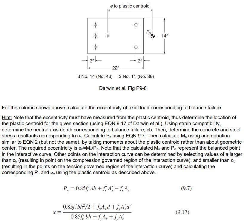 E To Plastic Centroid Pud 14 Zole 23 3 22 3 No 14 No 43 2 No 11 No 36 Darwin Et Al Fig P9 8 For The Column Sh 1