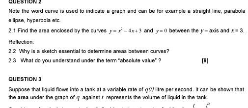 Questio Note The Word Curve Is Used To Indicate A Graph And Can Be For Example A Straight Line Parabola Ellipse Hyperb 1