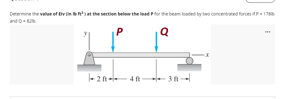 Determine The Value Of Elv In Lb Ft3 At The Section Below The Load P For The Beam Loaded By Two Concentrated Forces If 1