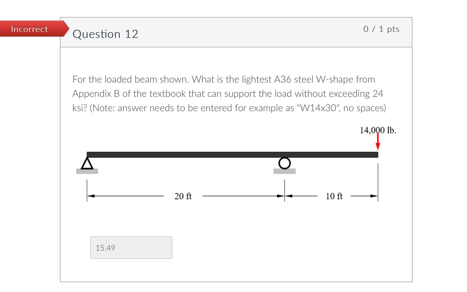 12 For The Loaded Beam Shown What Is The Lightest A36 Steel W Shape From Appendix B Of The Textbook That Can Support 1