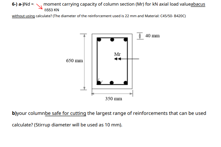 6 A Nd Moment Carrying Capacity Of Column Section Mr For Kn Axial Load Valueabacus 81553 Kn Without Using Calcula 1