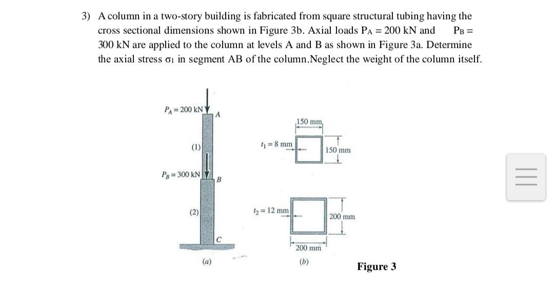 3 A Column In A Two Story Building Is Fabricated From Square Structural Tubing Having The Cross Sectional Dimensions Sh 1