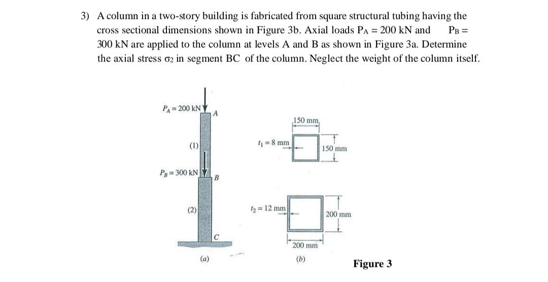 3 A Column In A Two Story Building Is Fabricated From Square Structural Tubing Having The Cross Sectional Dimensions Sh 1