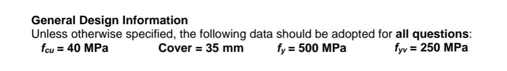 General Design Information Unless Otherwise Specified The Following Data Should Be Adopted For All Questions Fcu 40 1