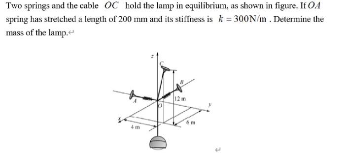 Two Springs And The Cable Oc Hold The Lamp In Equilibrium As Shown In Figure If Oa Spring Has Stretched A Length Of 20 1