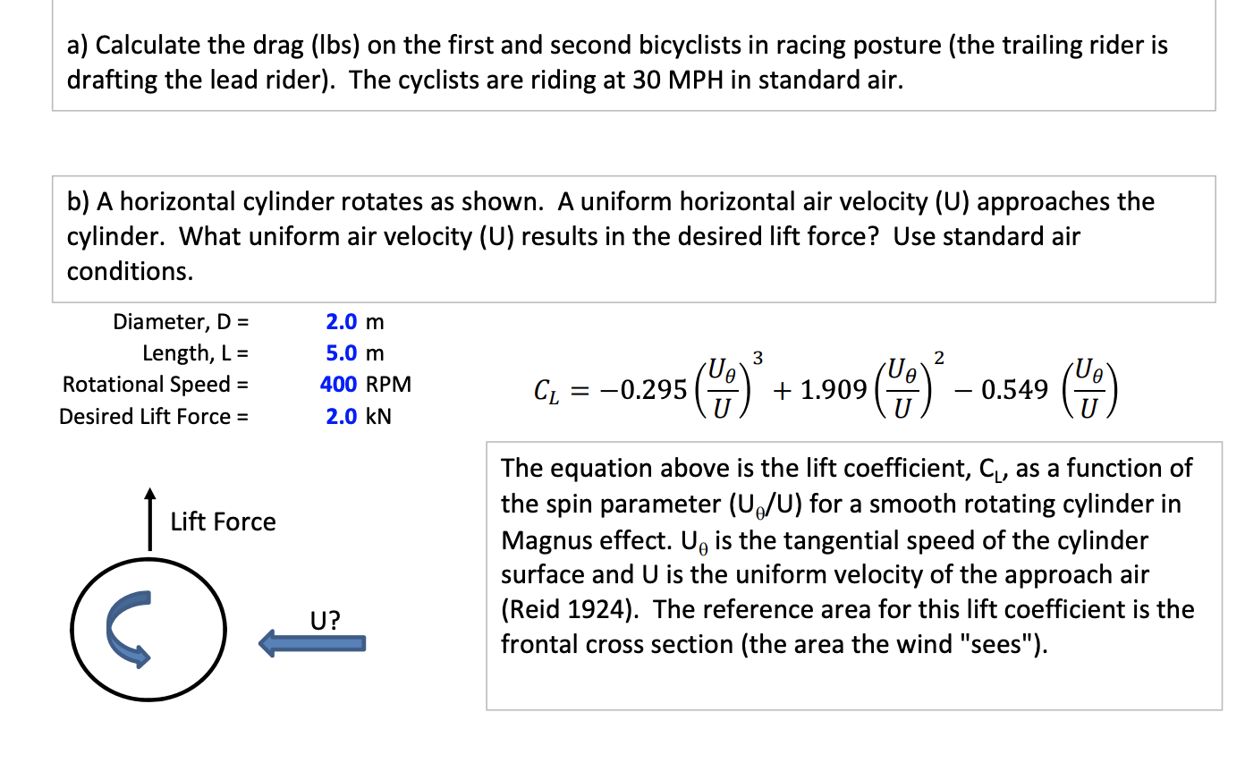 A Calculate The Drag Lbs On The First And Second Bicyclists In Racing Posture The Trailing Rider Is Drafting The Lea 1