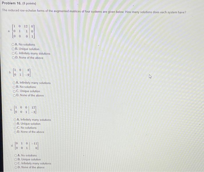 Problem 15 4 Points Select All Statements Below Which Are True For All Invertible N X N Matrices A And B A A Is Inve 2