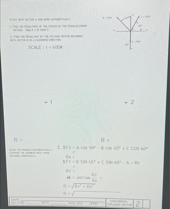 C00 Start With Vector A And Work Alphabetically 60 1 Find The Resultant Of The Forces By The Parallelogram Method Add A 1