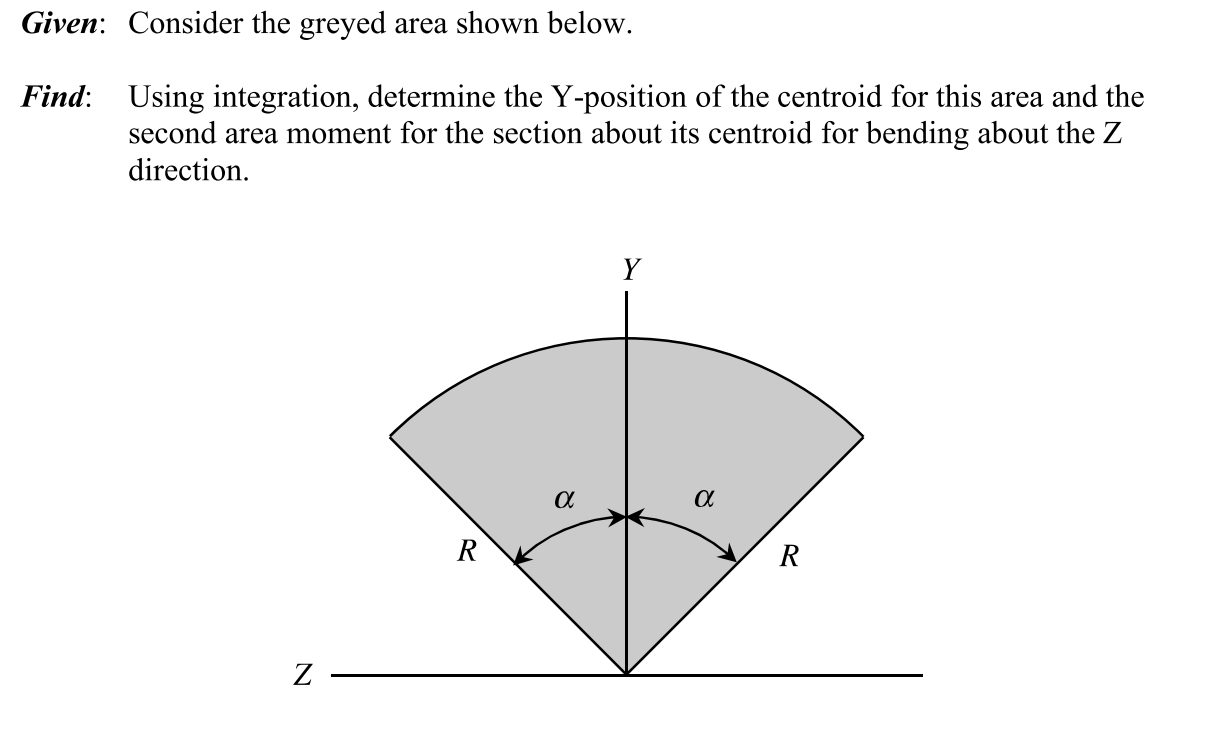 Given Consider The Greyed Area Shown Below Find Using Integration Determine The Y Position Of The Centroid For This 1