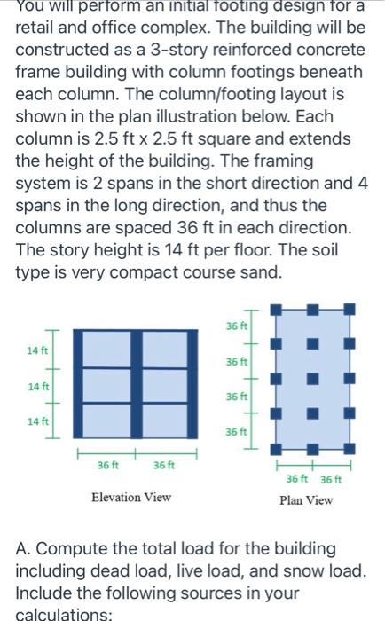 You Will Perform An Initial Footing Design For A Retail And Office Complex The Building Will Be Constructed As A 3 Stor 1