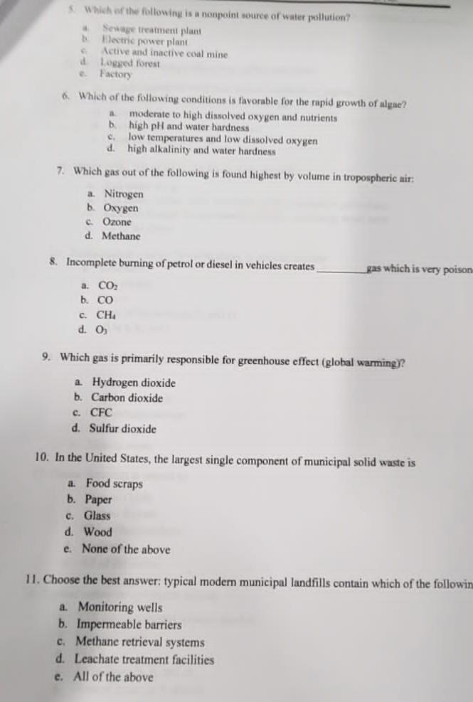Which Of The Following Is A Nonpoint Source Of Water Pollution Sewage Treatment Plant Electric Power Plant Active And In 1