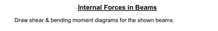 Internal Forces In Beams Draw Shear Bending Moment Diagrams For The Shown Beams 10 Kn 2 Kn M 1 B 5 M 3 M 2 M C 1
