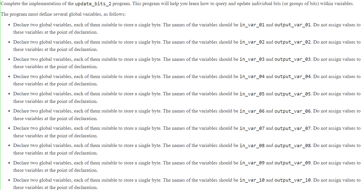 Complete The Implementation Of The Update Bits 2 Program This Program Will Help You Learn How To Query And Update Indiv 1