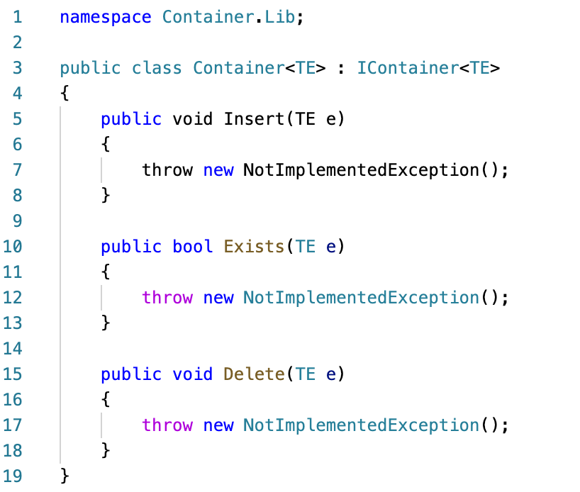 Do Every Code In C Language Please Using Tdd Implement The Tests And Implementation For The Container Te Class Fun 2