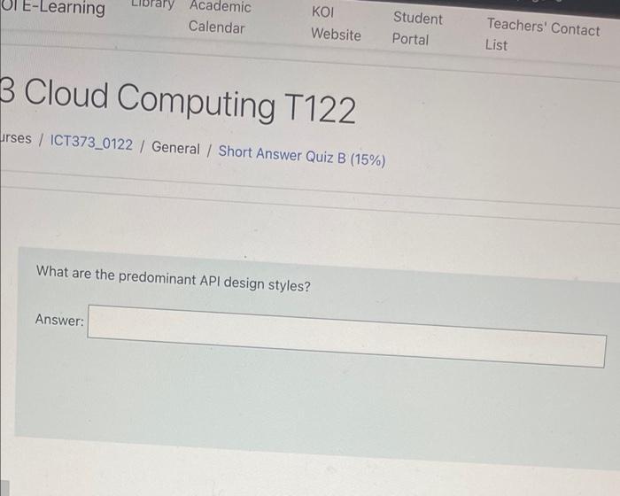 Ot E Learning Academic Calendar Koi Website Student Portal Teachers Contact List B Cloud Computing T122 Urses Ict373 1