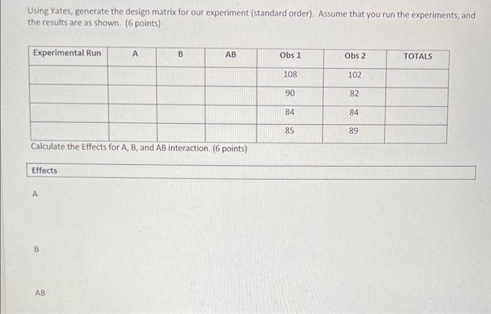 Problem 2 14 Points Assume That We Believe That The Yield Of Our Process Is Affected By Water And Process Time We De 2