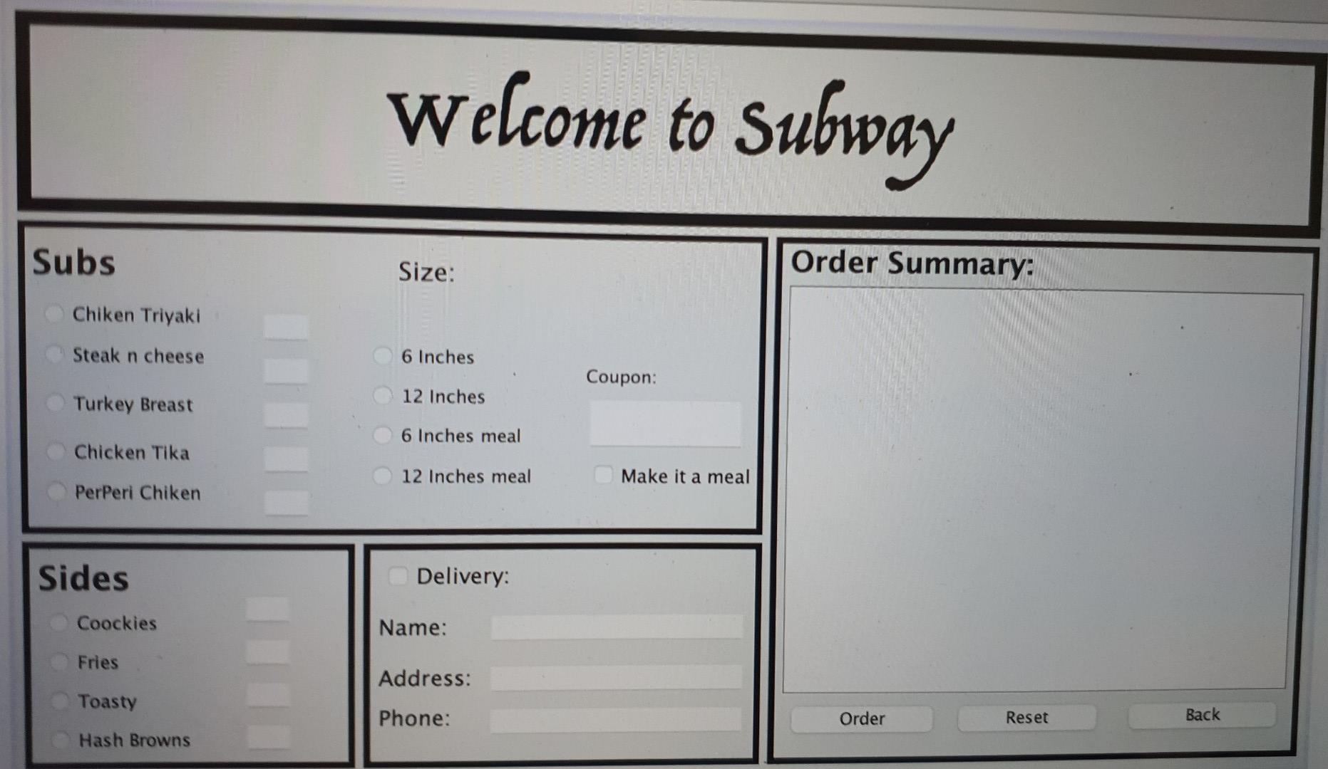 Welcome To Subway Subs Size Order Summary Chiken Triyaki Steak N Cheese 6 Inches Coupon Turkey Breast 12 Inches 6 Inc 1