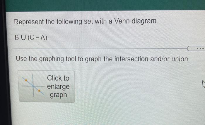 Represent The Following Set With A Venn Diagram Bu C A Use The Graphing Tool To Graph The Intersection And Or Union 1