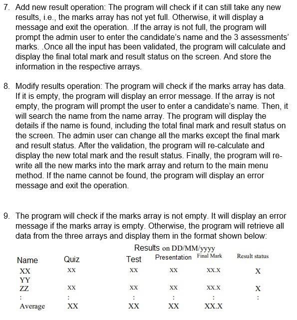 12 Create A Console Based Java Program Using Arrays For A Teacher To Maintain The Test Results Of Students Instruction 2