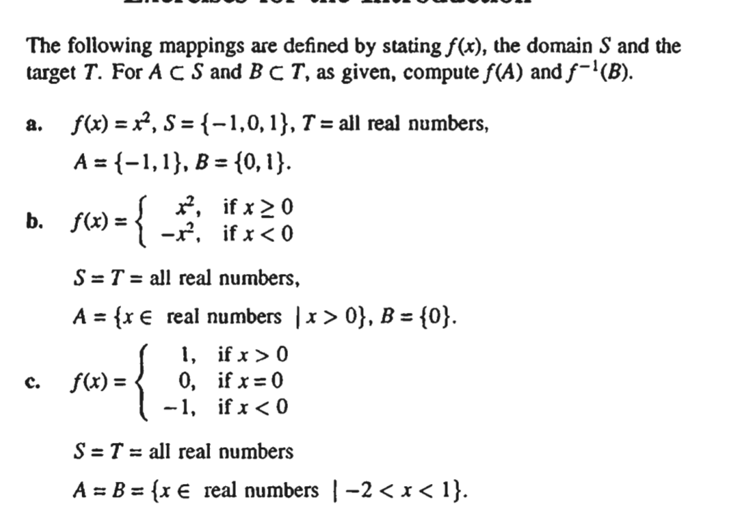 The Following Mappings Are Defined By Stating F X The Domain S And The Target T For A Cs And Bct As Given Compute F 1
