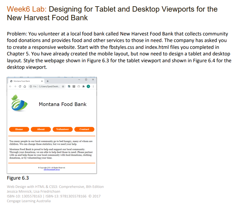 Week6 Lab Designing For Tablet And Desktop Viewports For The New Harvest Food Bank Problem You Volunteer At A Local Fo 1