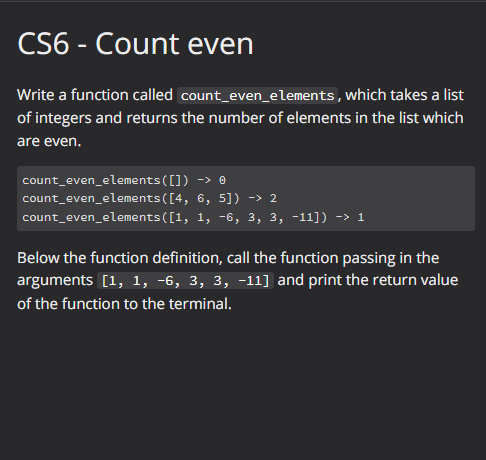 Cs6 Count Even Write A Function Called Count Even Elements Which Takes A List Of Integers And Returns The Number Of E 1