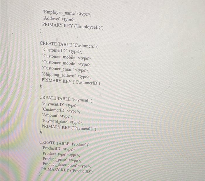 Tollowing To Sql Lite Create Table Employee Employecid Stype Employce Name Type Address Type Primary Key Emp 3