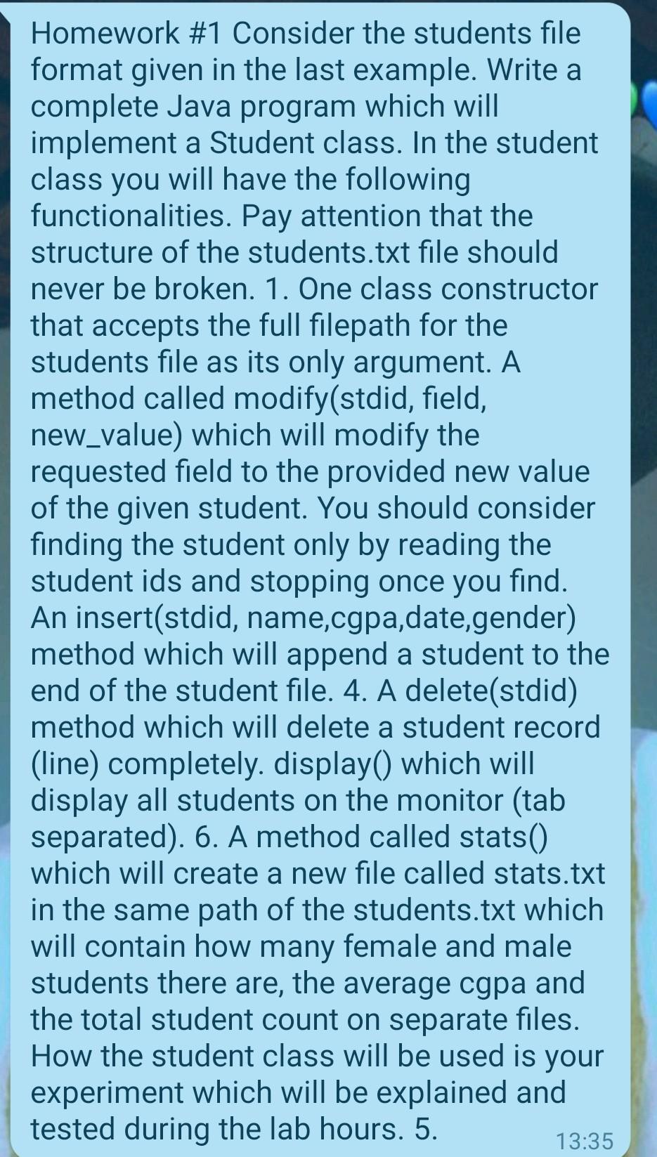 Homework 1 Consider The Students File Format Given In The Last Example Write A Complete Java Program Which Will Implem 1