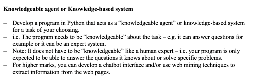 Knowledgeable Agent Or Knowledge Based System Develop A Program In Python That Acts As A Knowledgeable Agent Or Knowle 1