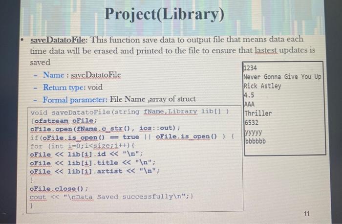 I Want You To Write Me A Program In C The Blue Images Are Examples Of The Library System I Want You To Do The Same In 7
