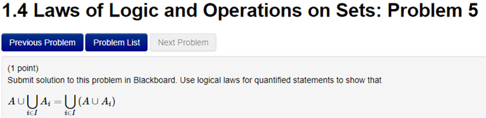 1 4 Laws Of Logic And Operations On Sets Problem 5 Previous Problem Problem List Next Problem 1 Point Submit Solution 1