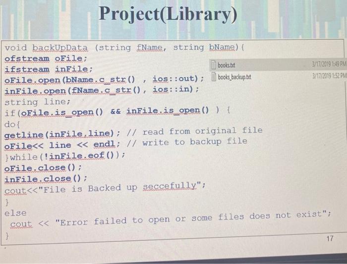 I Want You To Write Me A Program In C The Blue Images Are Examples Of The Library System I Want You To Do The Same In 15