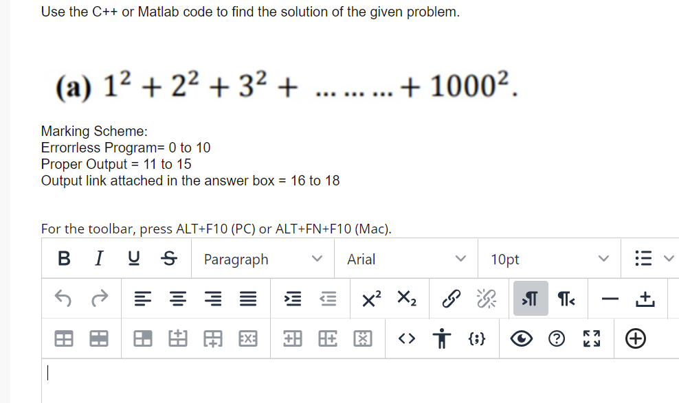 Use The C Or Matlab Code To Find The Solution Of The Given Problem A 12 22 32 10002 Marking Sc 1
