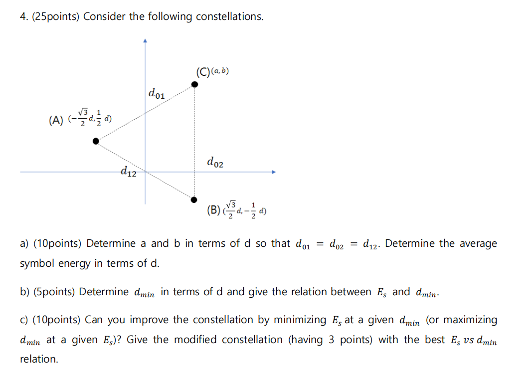 4 25 Points Consider The Following Constellations C A B Doi A Vozid Doz Diz V3 B Doz D12 Determine The 1
