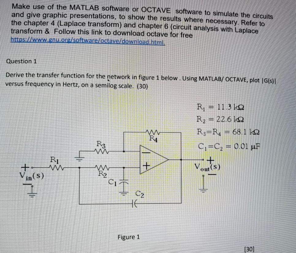 Make Use Of The Matlab Software Or Octave Software To Simulate The Circuits And Give Graphic Presentations To Show The 1
