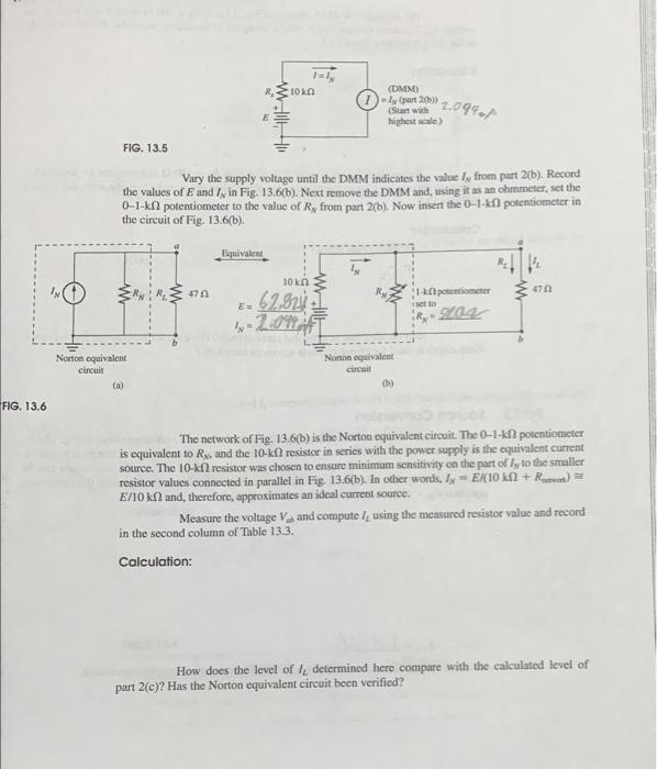 Table 13 3 100 Fle144 47 0 100 Norton Eq Norton Equi 12v Va 12v 1 1 4 How Do The Calculated Part 2 E And Measured 5