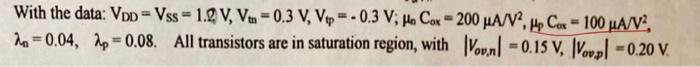 A2 26 Points Given The Nmos Transistor R 0 6 V1a 2or 0 7 V Wl 1 Vppalcov Large Signal Analysis A 4 Points 3