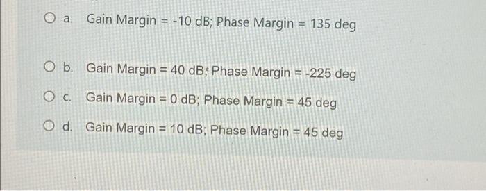 Now Sketch The Phase Plot For The Loop Gain Function Derived In The Previous Question Choose The Correct Plot From The 5