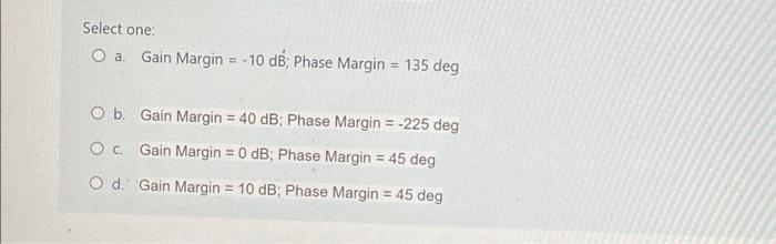 Time Left V V V Avol Bjo Determine Gain Margin And Phase Margin Of The System Shown Above If The Loop Gain Magnitude 3
