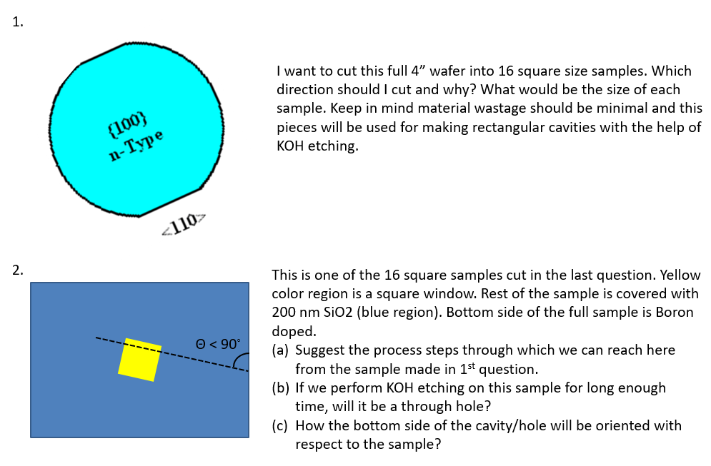1 I Want To Cut This Full 4 Wafer Into 16 Square Size Samples Which Direction Should I Cut And Why What Would Be The 1