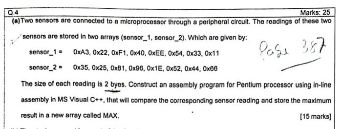 Page 387 Q 4 Marks 25 A Two Sensors Are Connected To A Microprocessor Through A Peripheral Circuit The Readings Of T 1