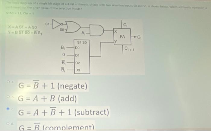 Samoangle Bit Stage Of A Bit Arithmetic Cut With Two Selection Inputs Sound 51 Is Shown Below Which Weitere The Given V 1
