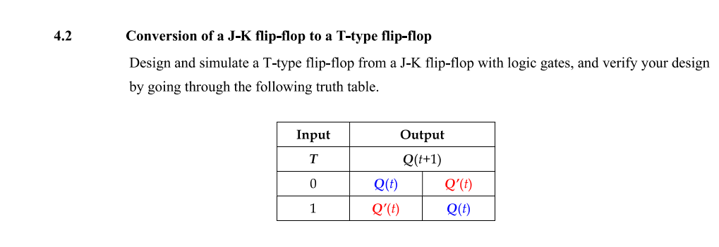 4 2 Conversion Of A J K Flip Flop To A T Type Flip Flop Design And Simulate A T Type Flip Flop From A J K Flip Flop With 1