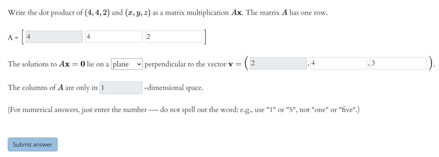 Why Does The Solution To Ax 0 Lie On A Plane And How To Find The Vector Which The Plane Perpendicular To 1