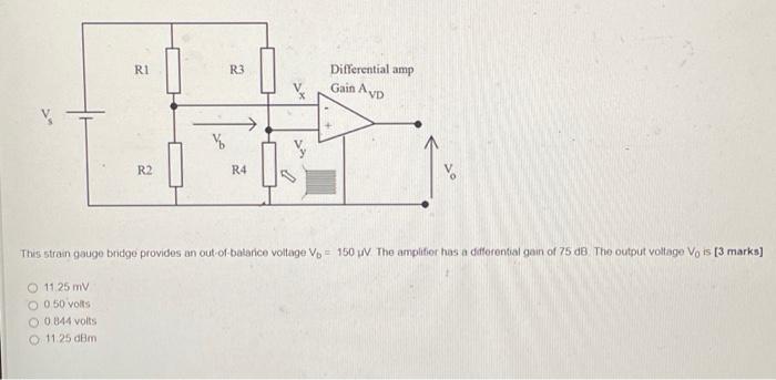 R1 R3 Differential Amp Gain Avd R2 R4 This Strain Gauge Bridge Provides An Out Of Batarice Voltage V 150 W The Ampl 1