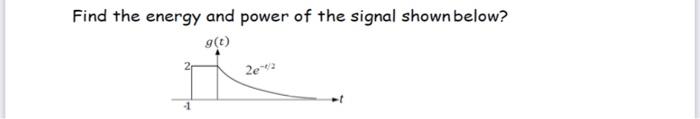 Find The Energy And Power Of The Signal Shown Below G T 2e 2 Determine The Power And Rms Value Of G 0 De 1