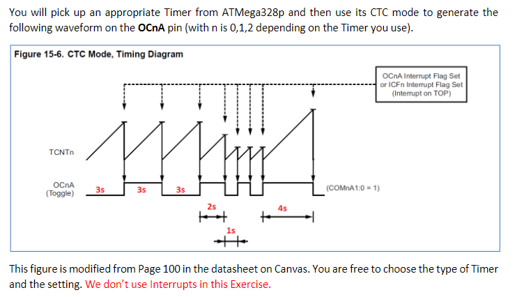 You Will Pick Up An Appropriate Timer From Atmega328p And Then Use Its Ctc Mode To Generate The Following Waveform On Th 1