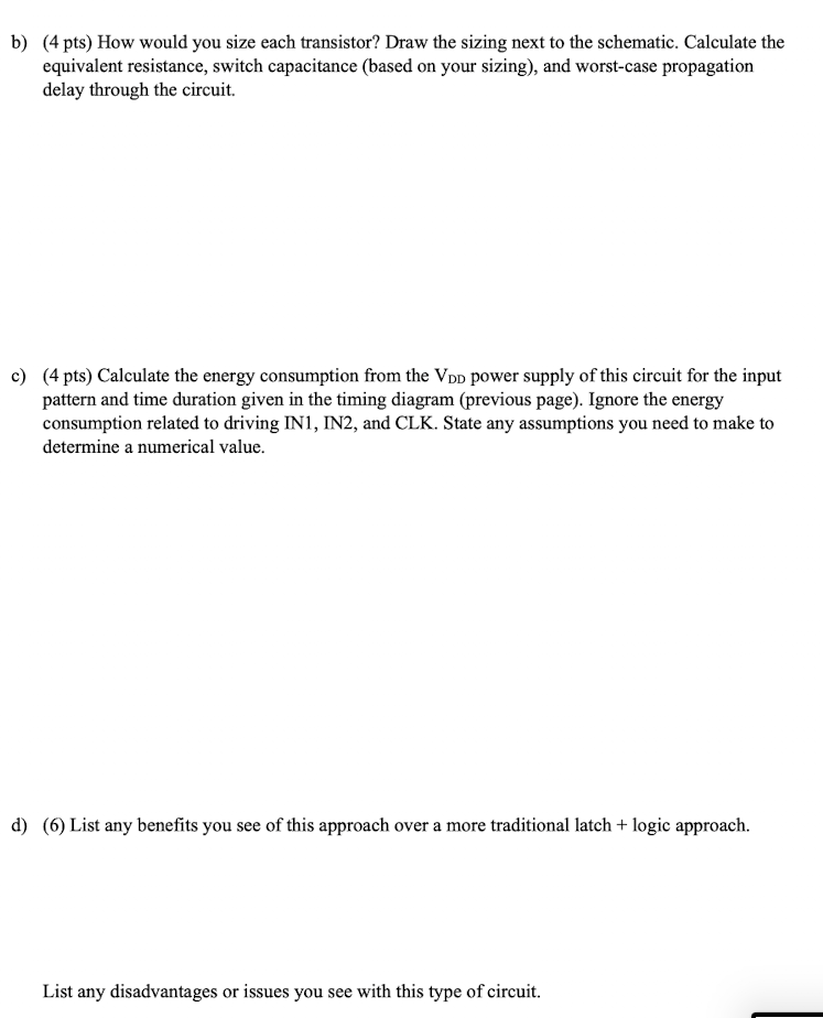 A 6 Pts How Does The Following Circuit Operate In A Few Words Charts Describe What It Does Voo In1 In2 X Clk Clk 2