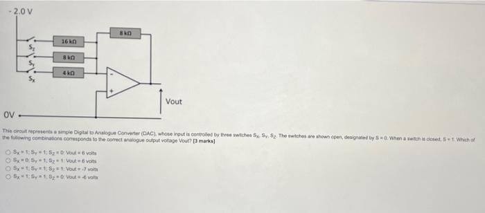 2 0 V Sko 16k Bo 4ka S Vout Ov This Rout Represents A Simple Digital To Analogue Converter Dac Whose Ingut Is Contro 1